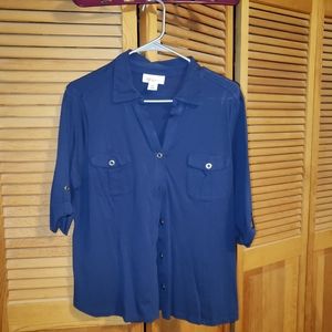Blue button up top